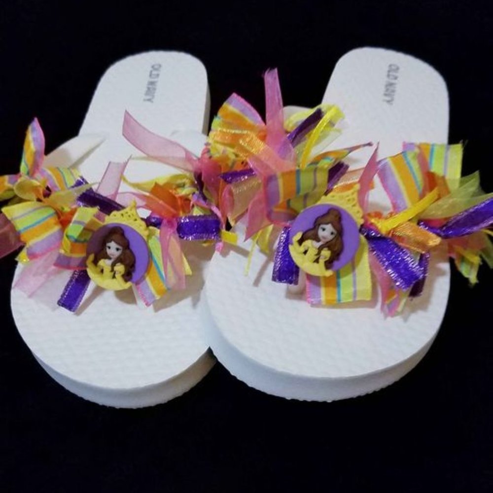 Princess Belle Flip Flops for Girls-Kids Size 1/2